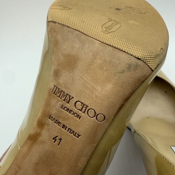 JIMMY CHOO ABEL 100MM NUDE PATENT PUMPS SIZE 41 - Picture 8 of 9